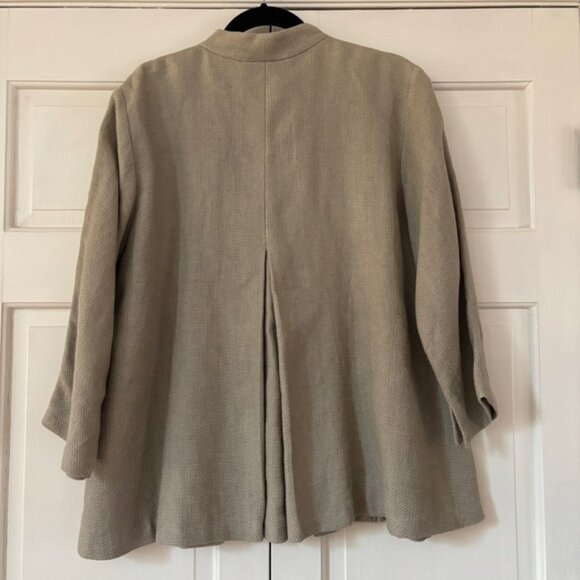 NEW Eileen Fisher Basket Weave Swing Jacket Open Front Size Large Pumice Oatmeal - Picture 9 of 10